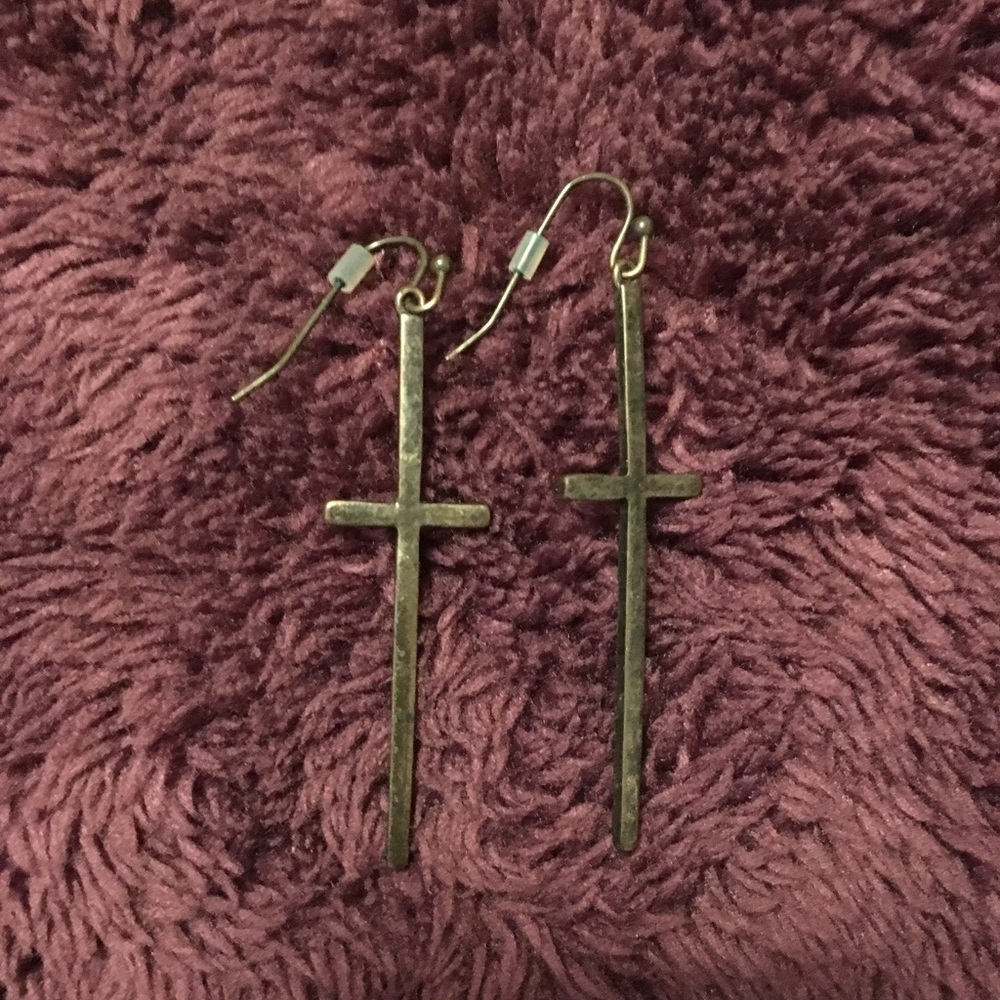Hot topic - dangly cross earrings